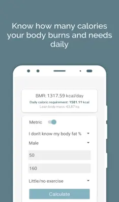 BMR calculator android App screenshot 2